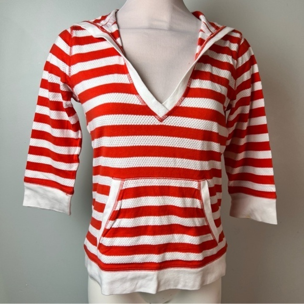Ralph Lauren L-RL Lauren Active Orange and White Striped Hoodie